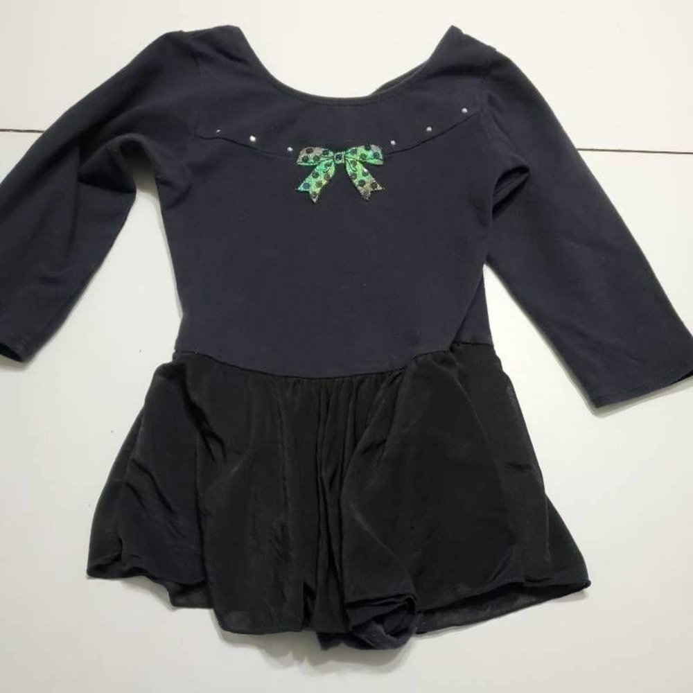 Free Style By Danskin Girls Skater Dress Black Sleeve Sequin Stretch Pullover 6X